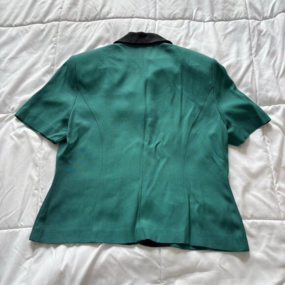 Vintage 80s 90s Blazer Womens Size 10P Blue Teal Buttons Short Sleeve Collared - Picture 3 of 7